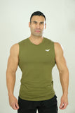 Cutoff Tee - Mens sleeveless workout shirt - Olive Green