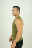 Cutoff Tee - Mens sleeveless workout shirt - Olive Green