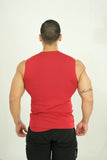 Cutoff Tee - Mens sleeveless workout shirt - Red