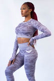 Long Sleeves Crop Top & Leggings - Dream Camo Set - Available in 3 Colors
